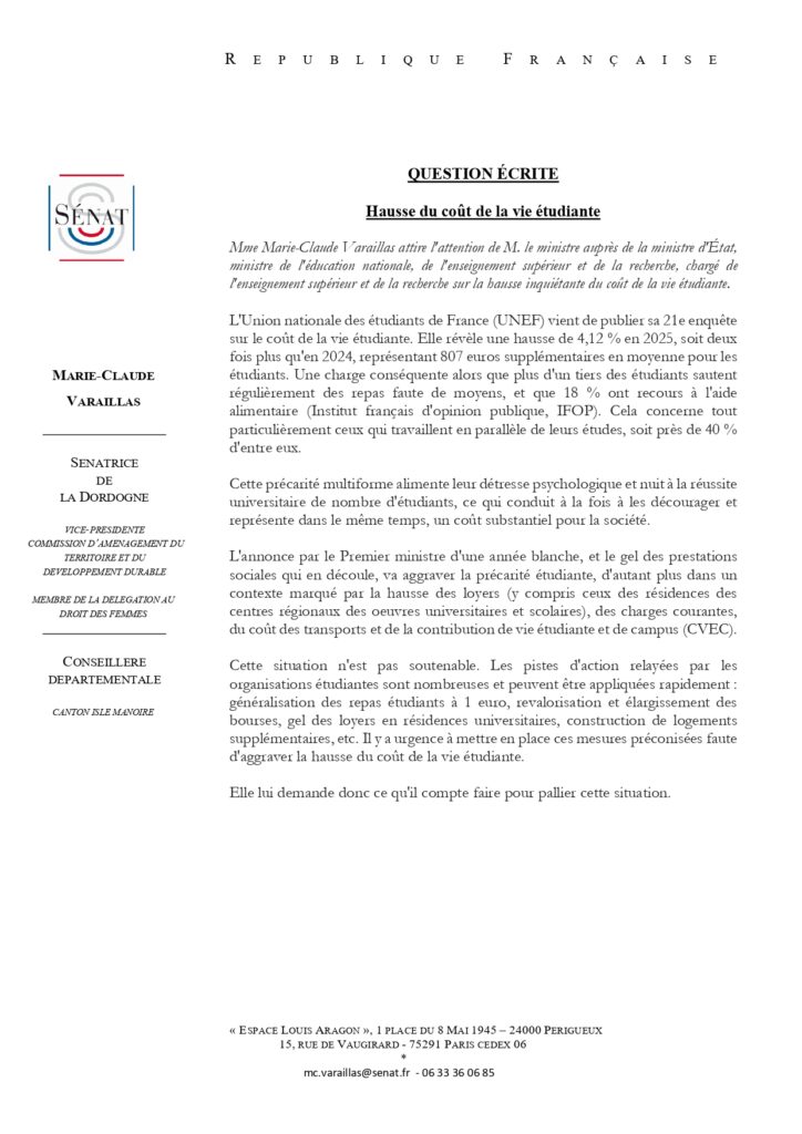 L'Union nationale des étudiants de France (UNEF) vient de publier sa 21e enquête sur le coût de la vie étudiante. Elle révèle une hausse de 4,12 % en 2025, soit deux  fois plus qu'en 2024, représentant 807 euros supplémentaires en moyenne pour les  étudiants. 
